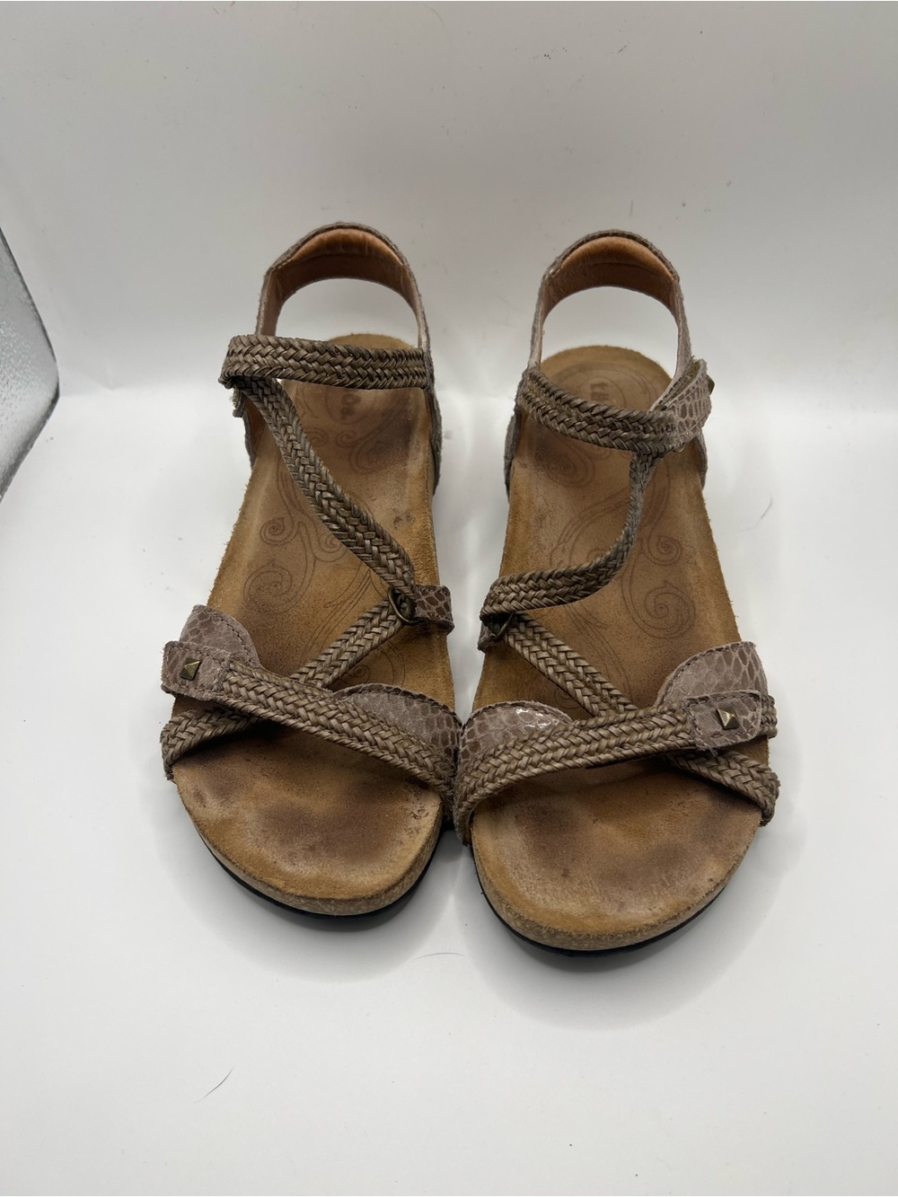 Taos Footwear Braided Strappy Sandals - Taupe